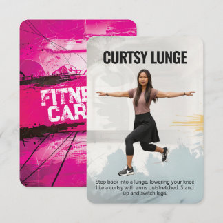 Curtsy Lunge Fitness Card with Pink Backing Save The Date
