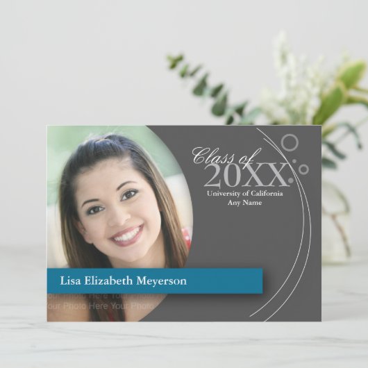 Curve en Stippen Afstuderen: Aangepast blauw Kaart (Staand voorkant)