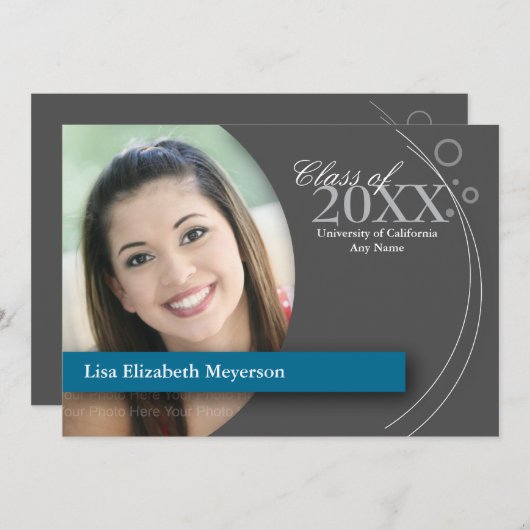 Curve en Stippen Afstuderen: Aangepast blauw Kaart (Voorkant / Achterkant)