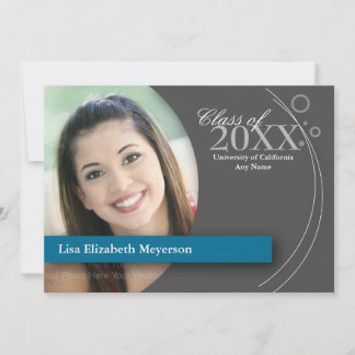 Curve en Stippen Afstuderen: Aangepast blauw Kaart