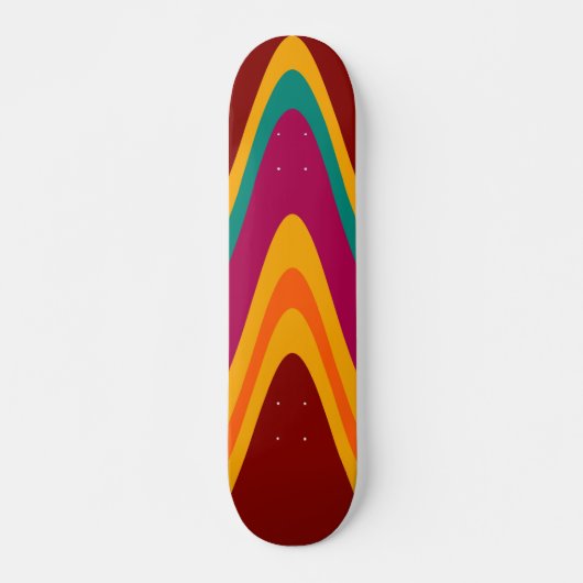Curve kleurrijke regenboog Abstracte retroArt Deco Skateboard (Voorkant)