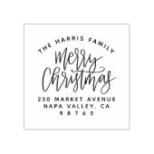 Curve-tekstfamilie naam kerstretouradres rubberstempel (Afrduk)