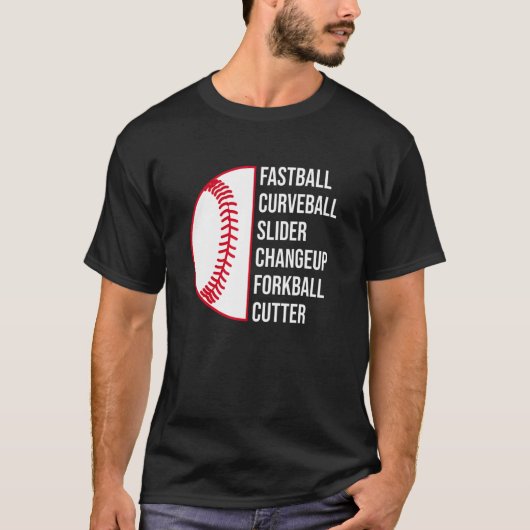 Curveball Slider Changeup Forkball Cutter Basebal T-shirt (Voorkant)