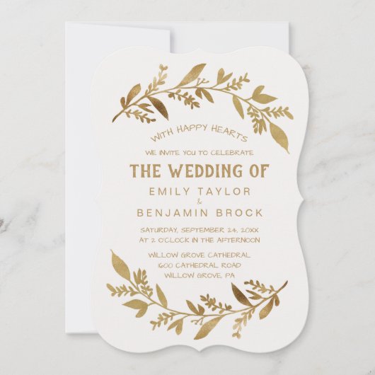 Curved Branches | Goud de bruiloft van Kaart (Voorkant)