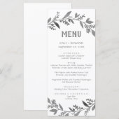 Curved Branches | Silver Dinner Menu Kaart (Voorkant / Achterkant)