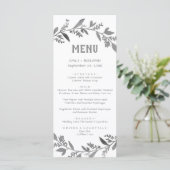 Curved Branches | Silver Dinner Menu Kaart (Staand voorkant)