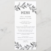 Curved Branches | Silver Dinner Menu Kaart (Voorkant)