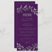 Curved Branches | Silver Dinner Menu Kaart (Voorkant / Achterkant)