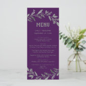 Curved Branches | Silver Dinner Menu Kaart (Staand voorkant)