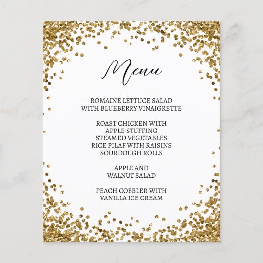 Curved Gold Glitter White Menu (Voorkant)
