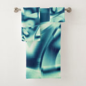 Curved greenish blue shapes, showy cyan tones bad handdoek (Insitu)