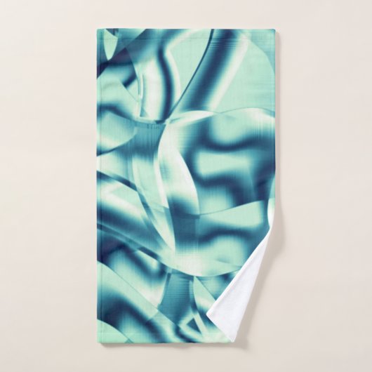 Curved greenish blue shapes, showy cyan tones bad handdoek (Handdoek)