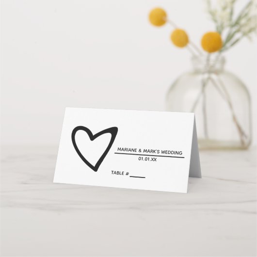Curved Heart Black White Wedding Table (Voorkant)