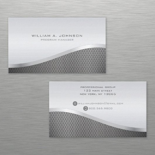 Curved Line Zilver Metallic Professional Visitekaartje