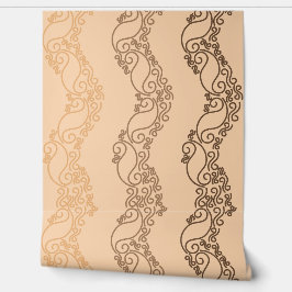Curved Ombre Stripes - Brown - Peach Behang