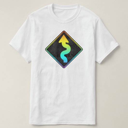 curved road ahead street sign T-Shirt (Design devant)