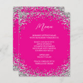 Curved Silver Glitter Hot Pink Menu (Devant / Derrière)
