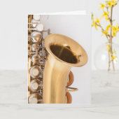 Curved Soprano Saxofoon Verjaardag Kaart (Gele Bloem)