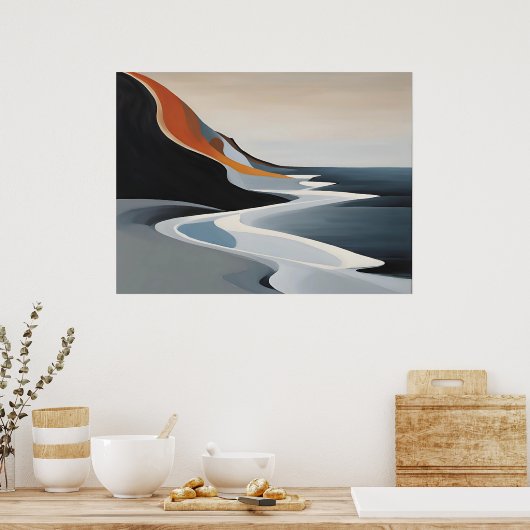 Curved Sweep - Minimalistische Abstracte Wave Art Poster (Keuken)