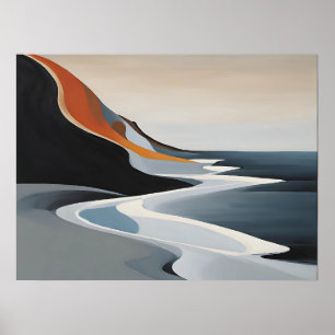 Curved Sweep - Minimalistische Abstracte Wave Art Poster