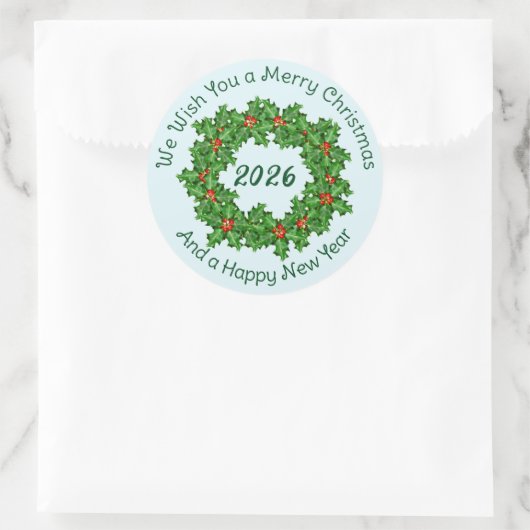 Curved Text White kerstenvelop zegel (Tas)