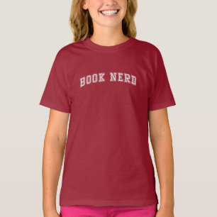 Curved Varsity Style Book Nerd T-shirt