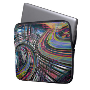 Curven die lijken op een ruimteweg, kleurrijke ink laptop sleeve