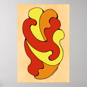 Curven voor omhulling (geel, rood, Oranje) Poster