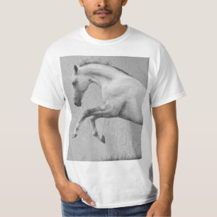 Curvet Paard Sjabloon Mannen Moderne Witte Dieren T-shirt