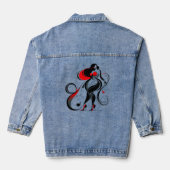 Curvy Abstracte Silhouette Art Denim Jacket (Achterkant)