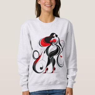 Curvy Abstracte Silhouette Art Trui