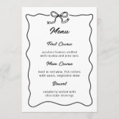 Curvy Bow Minimalist Wedding Bridal Shower Party Menu (Voorkant)