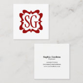 Curvy Box 02 - Initialen - Ruby Red Vierkante Visitekaartje (Voorkant / Achterkant)