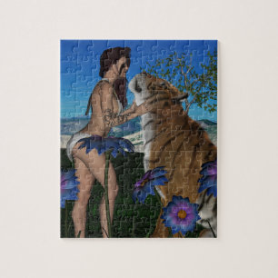 CURVY LADY & TIGER IMAGINAIRE JIGSAW PUZZLE