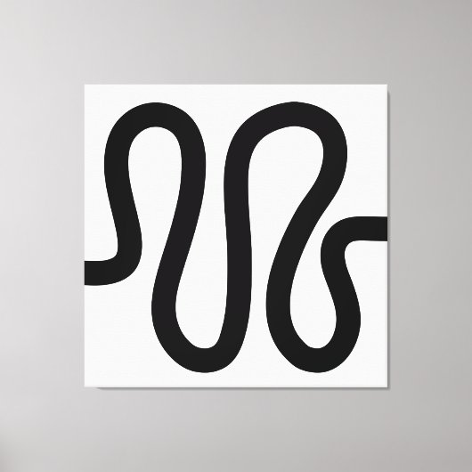 Curvy Line 01a - Zwart op Wit Canvas Afdruk (Voorkant)