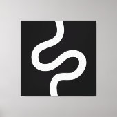 Curvy Line 02 - White on Black Canvas Afdruk (Voorkant)