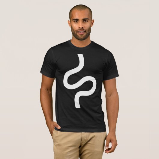 Curvy Line 02 - White on Black T-shirt (Voorkant volledig)
