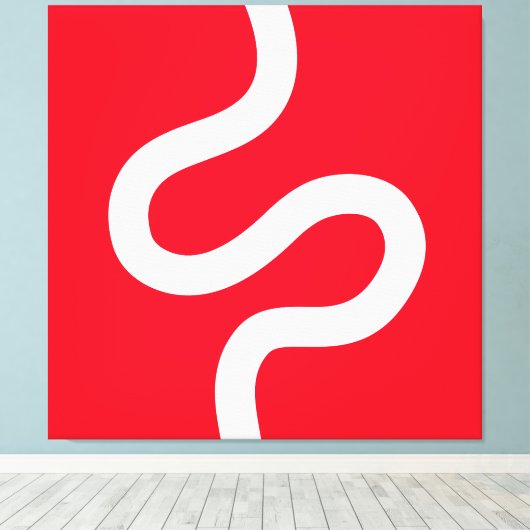 Curvy Line 02 - Wit op rood Canvas Afdruk (Insitu (Houten vloer))