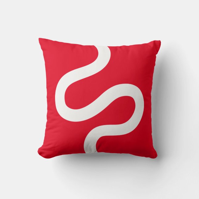 Curvy Line 02 - Wit op rood Kussen (Voorkant)