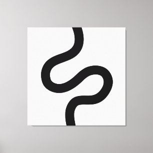 Curvy Line 02 - Zwart op wit Canvas Afdruk