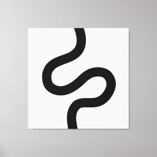 Curvy Line 02 - Zwart op wit Canvas Afdruk (Voorkant)
