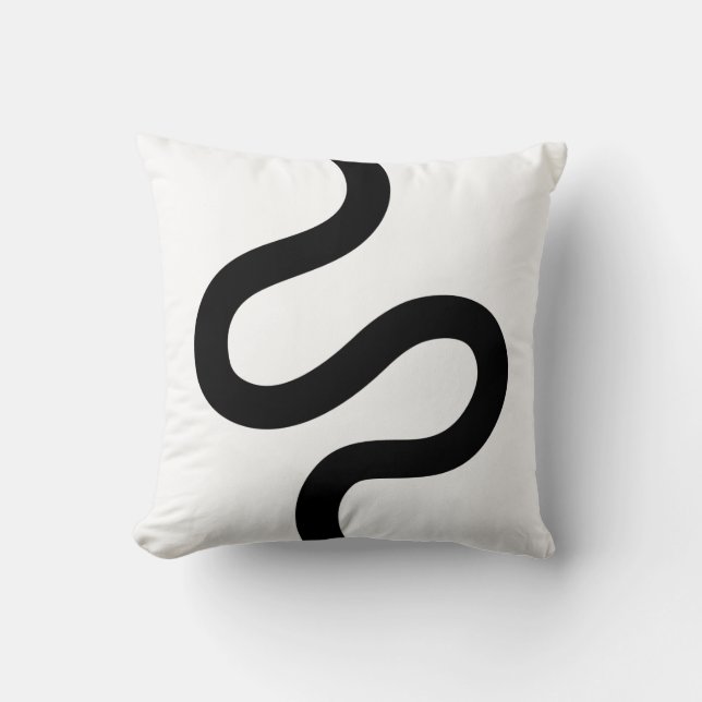 Curvy Line 02 - Zwart op wit Kussen (Voorkant)