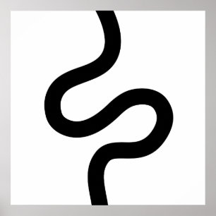 Curvy Line 02 - Zwart op wit Poster