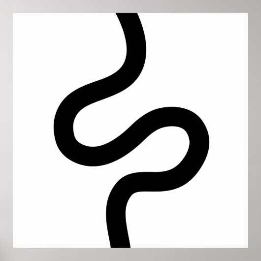 Curvy Line 02 - Zwart op wit Poster (Voorkant)