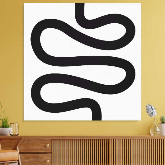 Curvy Line - Zwart op wit Canvas Afdruk (Insitu (Woonkamer))