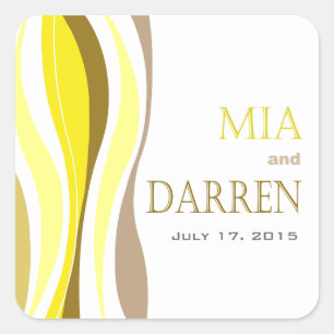 Curvy Lines - geel Vierkante Sticker