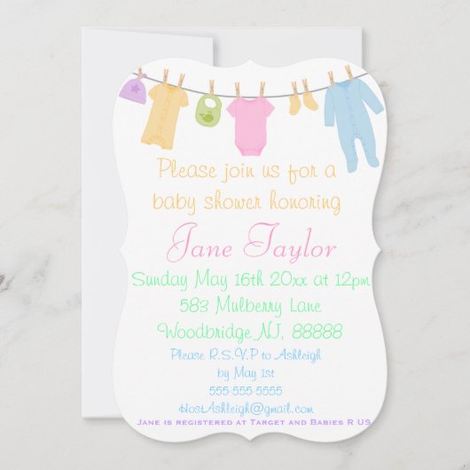 Curvy Little Clothes Bébé Douche Invitations (Devant)