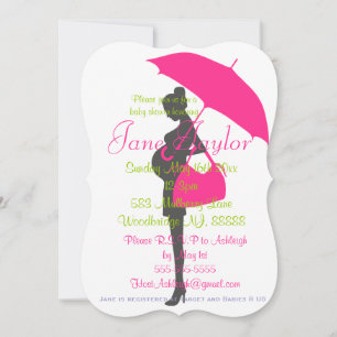 Curvy Magenta Silhouette Baby Shower-uitnodigingen Kaart