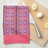 Curvy Plaid folk serviette de cuisine abstraite (Quart Plié)