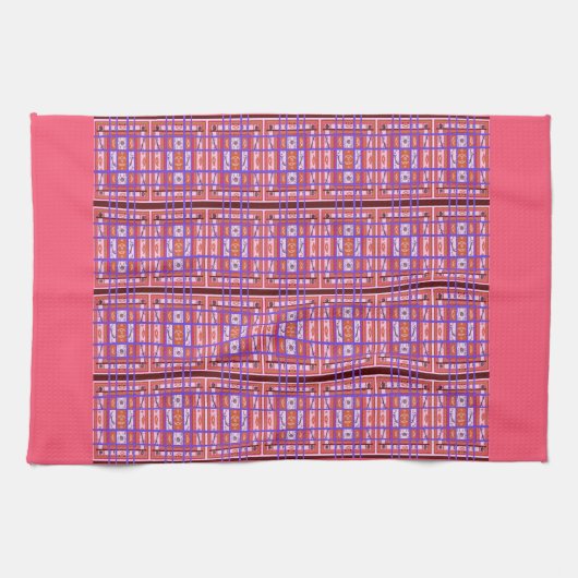 Curvy Plaid folk serviette de cuisine abstraite (Horizontal)